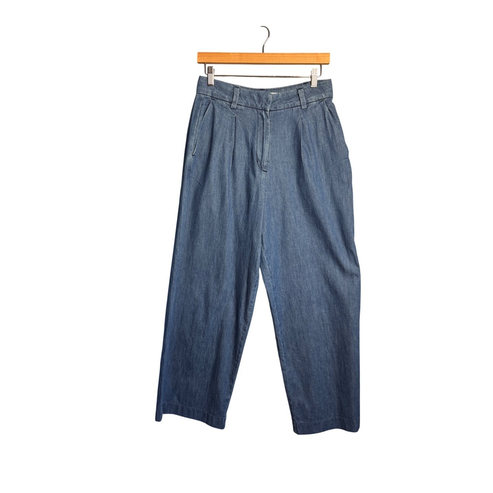 Old Navy Wide Leg Pants 4 Blue Extra High Rise Pleated Coastal Grandma Denim